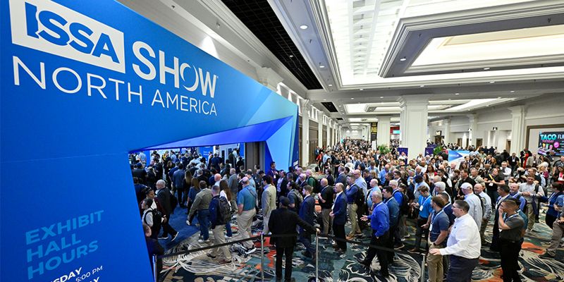 Crowd on the exhibit floor at a past ISSA Show North America